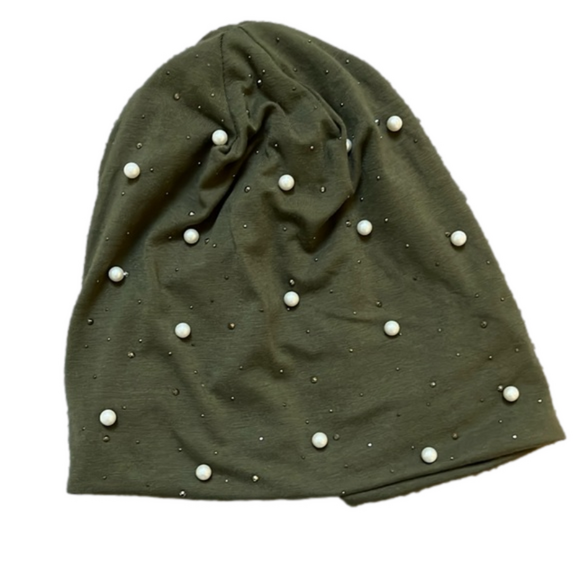 Accessories - Olive green embellished toque